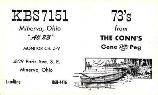 vintage QSL postcard CB radio canoe Minerva OH