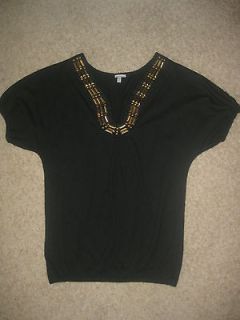 Charlotte Russe Black Top Gold Beads Very Cute Size X Small XS