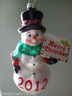 2012 CHRISTOPHER RADKO 5h COLLECTIBLE GLASS SNOWMAN CHRISTMAS TREE 