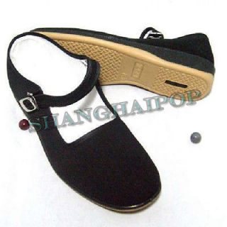 Black Mary Jane Chinese Shoes Slippers Cotton Sole Flats Ballet Women 