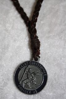 CLASSIC SO CAL SAINT CHRISTOPHER NECKLACE BY HOLLISTER CO. NAVY BLUE