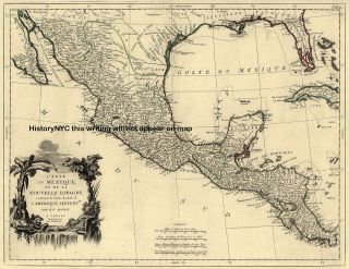 1779 LARGE FRENCH MAP MEXICO COSTA RICA GULF COAST
