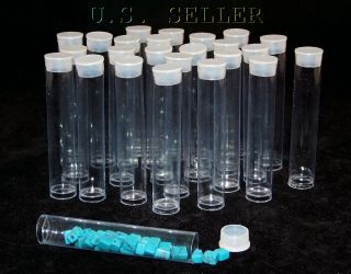 PACKAGE OF 25 ROUND CLEAR PLASTIC STORAGE TUBES 3