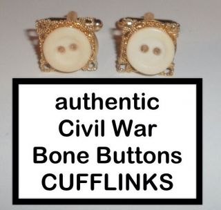 Authentic Civil War Bone Buttons CUFFLINKS