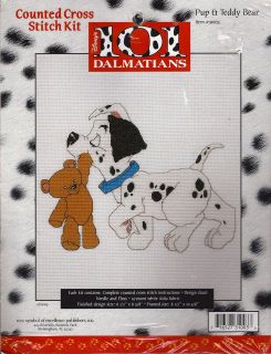 101 DALMATIANS counted cross stitch kit PUP & TEDDY BEAR new in 