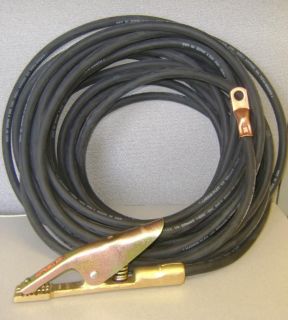 25 Foot 2/0 Welding Cable Lead with Ground Clamp & Lug