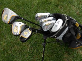   golf club set for age 9 12, bag driver 3 wood hybrid irons + glove