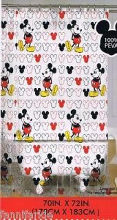 MICKEY MOUSE SEMI CLEAR VINYL SHOWER CURTAIN + MATCHING HOOKS ~ NEW
