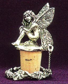 Fellowship Foundry Pewter Fairy Wine Cork   Attached Bottle Ring  Free 
