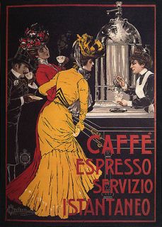 CAFFE COFFEE ESPRESSO FASHION WAITER BAR ITALY FINE VINTAGE POSTER 