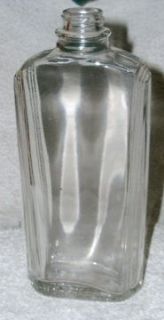 CLEAR GLASS SIX SIDED BOTTLE SMOOTH FLAT SIDES RIBBED EDGES OWENS 