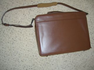 Cole Haan brown leather men briefcase w/strap mint condition.