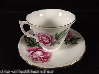 Colclough Cup and Saucer Set Pink Roses England Bone China Gold Trim 