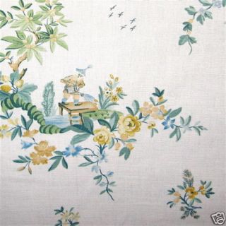 7y Lovely Chinoiserie Toile 100% Cotton Drapery Fabric