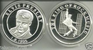   ELVIS PRESLEYTHE KING OF ROCK N ROLL SILVER COLLECTOR COIN 3