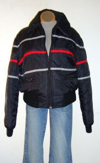   80s,Sporty Striped Blk Nylon SKI Jacket by Jean Claude KILLY.L