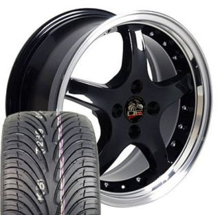 17x8 Black Cobra R 4 Lug Wheels SET of 4 Rims Tires Fit Mustang® GT