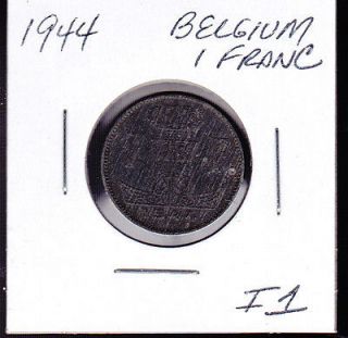 1944 Belgium 1 Franc World Coins