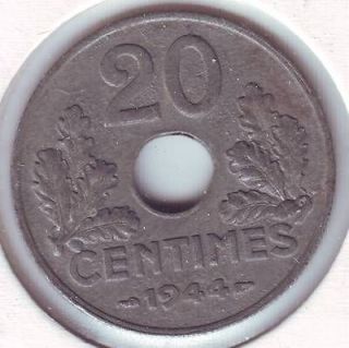20 CENTIMES 1944 COIN FROM FRANCE