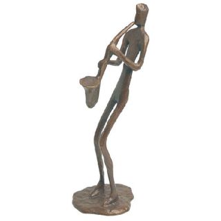 Cast Bronze Sculpture of Saxophone Player Modern Abstract Style Statue