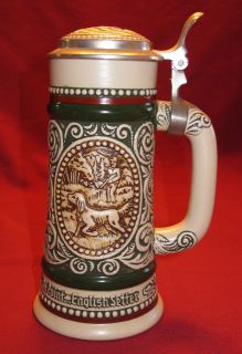 AVON BEER STEIN   AT POINT ENGLISH SETTER   THE STRIKE RAINBOW TROUT