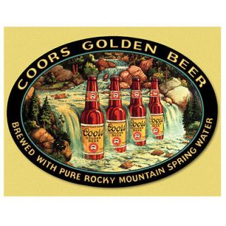 Coors Golden Beer Metal Sign Rocky Mountain Spring