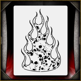 Skull Flames Hell Fire 3 Airbrush Stencil Template Airsick