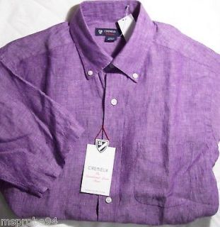 New Mens Linen Shirt XXLarge Purple Iris S/S Daniel Cremieux