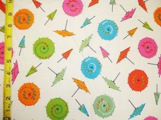   Fruity Drink Cocktail Umbrellas Sewing Quilting Cotton Fabric 44w BTY