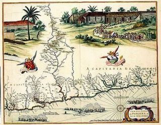 Antique Map Print Brazil Capitania Paraiba & Rio Grande