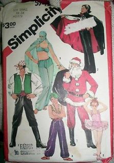 Simplicity Costume Pattern Pirate Genie Santa Magician 5742 Adult S 32 