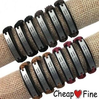   12pcs youre mine Alloy Pendant Genuine Leather Hemp Bracelets