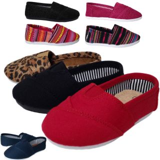   Toddler Girls Round Toe Canvas Flats Slippers Shoes BLACK RED LEOPARD