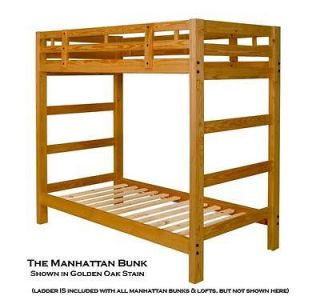 Extra Tall Twin Bunk Bed Frame: Golden Oak Stain NEW
