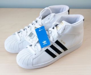 Adidas Originals Pro Model White/Black/Gold Mens Basketball Shoes Size 