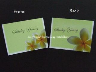 100 BLANK Wedding Table Number Place Card Yellow Frangipani Tent Style 