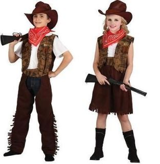 Cowboy Or Cowgirl Childrens Fancy Dress Costume Wild West Kids Outfit 