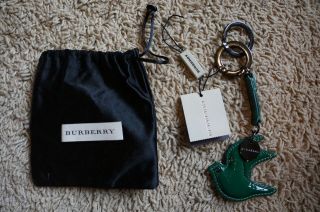 NWT Burberry Green Leather Bird Purse Charm Keychain Key Ring 