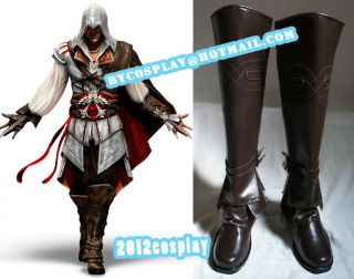 Assassins Creed 2 II Ezio black anime Cosplay Boots Custom Made