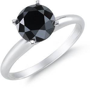 00 ct Solitaire Designer Beautiful Black Diamond Ring 14 K White 