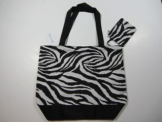   Black & White Zebra Print Back to School Tote Book Bag & Coin Purse