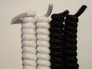 Black or White Curly elastic coil coiler spring shoelaces 3 Sizes £2 