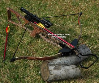   listed 180LB CAMO HUNTING CROSSBOW + LASER+ SCOPE + BOLTS + BROADHEADS