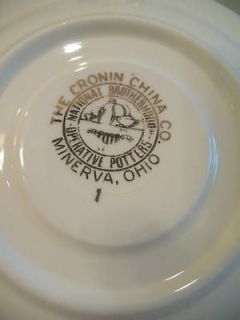 Cronin China Co. Ohio Colonial Saucer No. 1