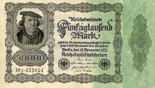 1922 50000 50,000 Mark Germany Currency Reichsbanknote German Banknote 