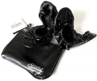 Tan Sidekicks Foldable Ballet Flats Shoes Matching Carrying Case Sz 5 