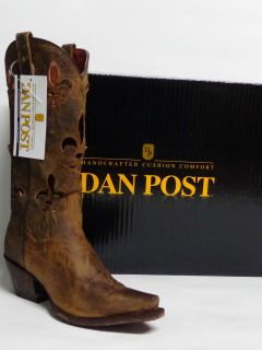 Dan Post Cowgirl Boots DP3533 Tan Fleur de Leis Cutouts