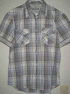 TOM TAILOR Size L Short Sleeve Plaid Shirt