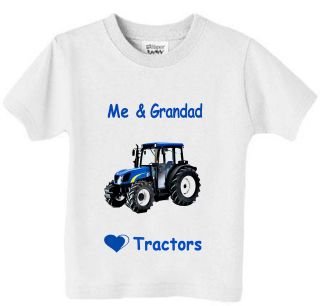 Tractor Kids T shirt Holland Blue Me & GranDad Heart Love Baby Shirt 