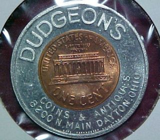 1962 D Encased Cent Penny Dudgeon’s Coins & Antiques Dayton Ohio OH